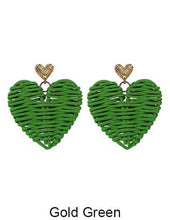Rattan Earring Hand Woven Earring, Natural Woven Earring, St: Turquoise