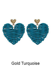 Rattan Earring Hand Woven Earring, Natural Woven Earring, St: Turquoise