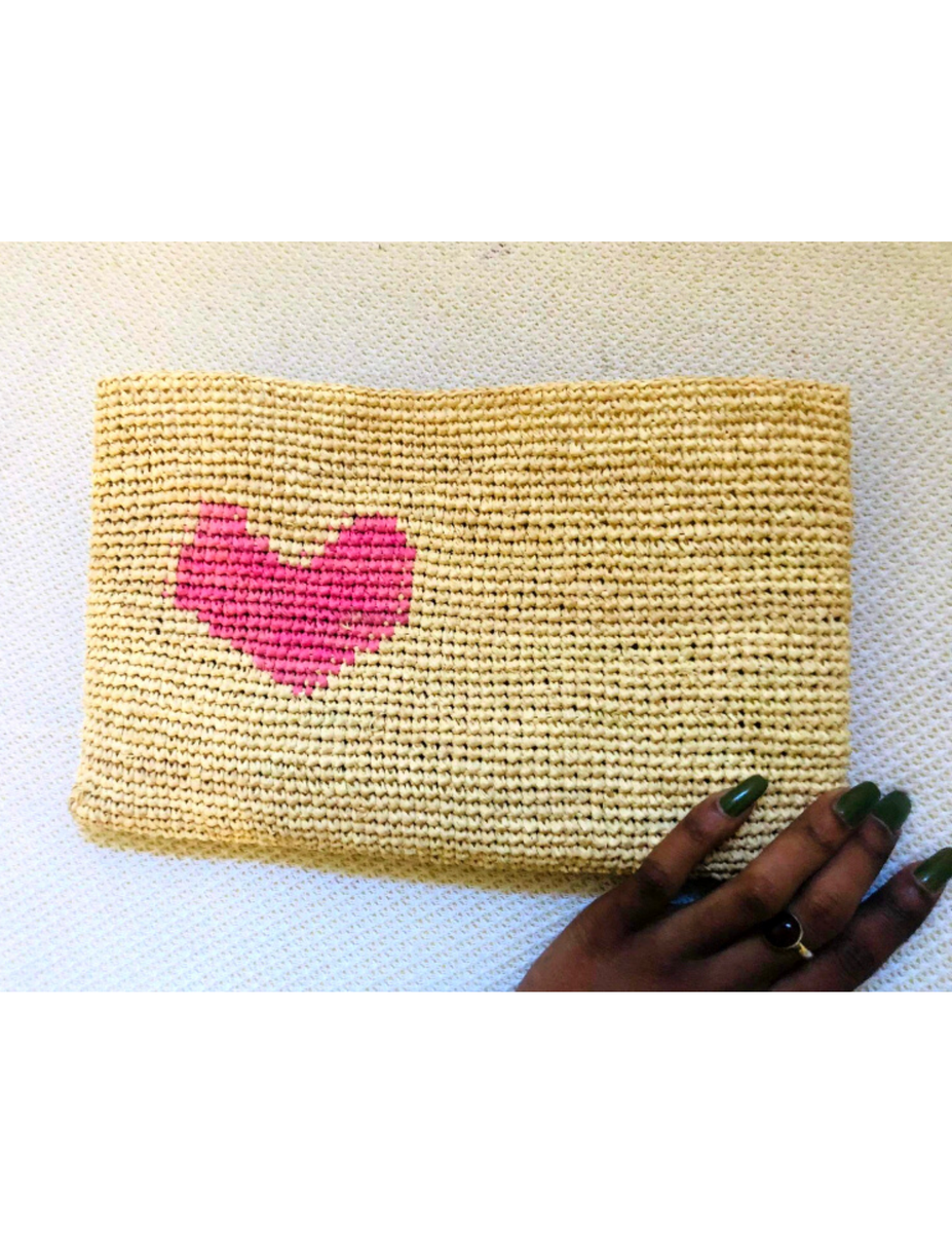 Pochette (clutch) Next Love Heart Grise - Satin Doré à Motif Cœurs - Occasion