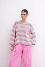 Two-tone Boat Neck Long-Sleeve Knit Sweater: Taupe / One Size