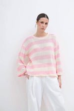 Two-tone Boat Neck Long-Sleeve Knit Sweater: Orange / One Size