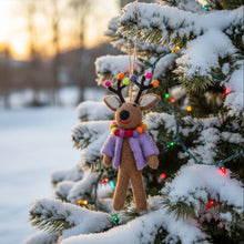 Handmade Felt Donner the Neon Reindeer Christmas Decoration