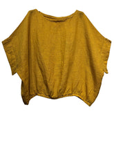 9558 Oversized linen tunic with elasticated hem: BEIGE