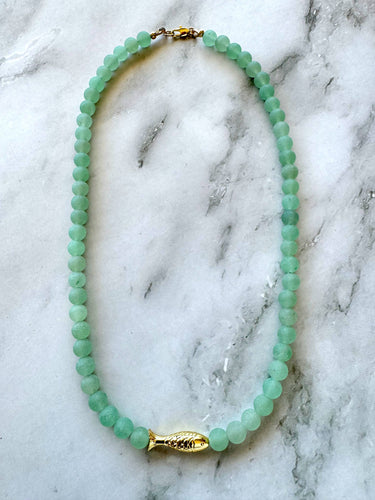 Ashia Beaded Fish Necklace: Aventurine