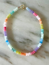 Lilly Gemstone Bead Necklace multi-color 8mm opals jade : Maroon