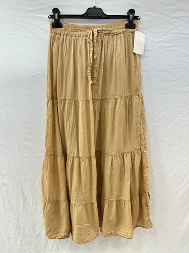 Cotton Voile Skirt With Lining @9143_JuCotDouble: Camel