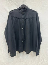 Cotton ruffled shirt @88270_ChVolantUni: Navy