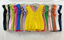 Cotton Gauze Flutter Sleeve Top One Size
