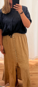 One Size Button Linen Skirt