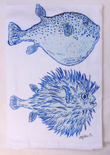 Limited Edition Puffer Fish White Flour Sack Towel