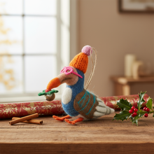Handmade Felt Festive Dodo Hanging Christmas Decoration