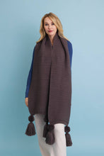 Knit Scarf with Poms Gray