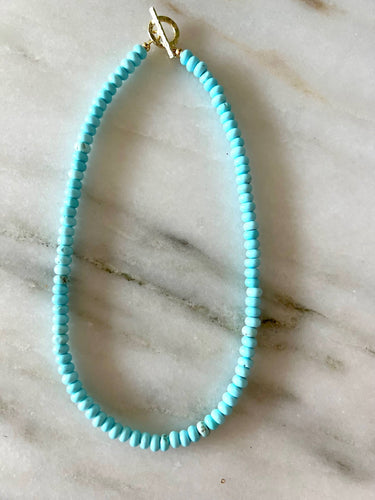 Ava Blue Magnesite Beaded Necklace: 17