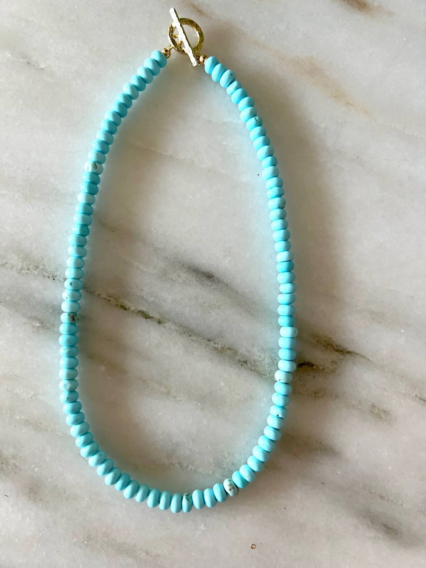 Ava Blue Magnesite Beaded Necklace: 17