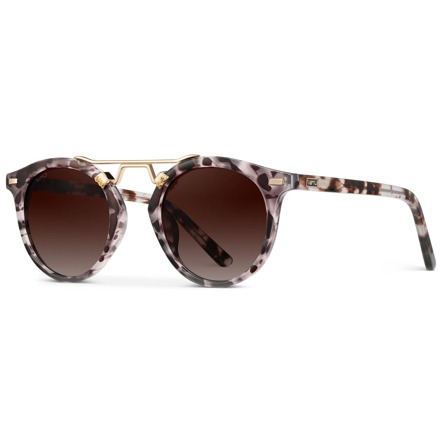 Skyler - Round Polarized Sunglasses: Beige Tortoise Frame/Brown Lens