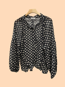Polka Dot Shirt in Cotton Voile Art 2635: Brown