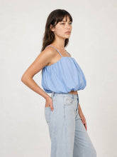 Cropped cotton-blend puff top with thin straps TDM58026: Marron