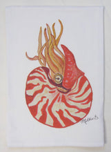 Limited Edition Watercolor Red Nautilus Flour Sack Towel