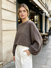 Oversized sweater with balloon sleeves REF. 52082: Light Taupe