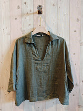 Ref-12104 100% LINEN BLOUSE: CAMEL
