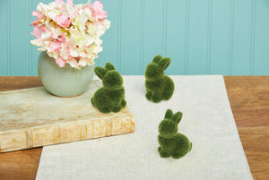 Moss Flocked Bunny Rabbit Decorative Figurine