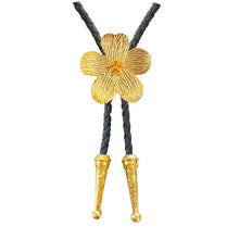 Gold Hibiscus Bolo Tie: White
