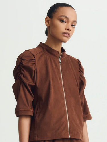 Lina Top Chocolate Faux Suede