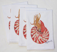 Limited Edition Watercolor Red Nautilus Flour Sack Towel