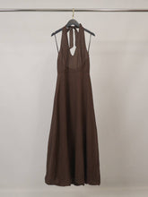 Long backless dress in lightweight voile TDM58126MM: Brown