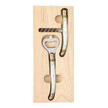 Corkscrew Set in Wood Tray: Wood Tray: 9.5" L x 4" W x .6" D ,  Bottle Opener: 6.25" L ,  Corksrew: 4.5" L