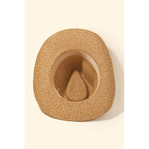 Straw Braid Cowrie Shell Strap Fedora Hat: