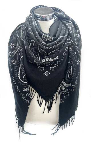 Bandana Scarf with Fringe : Black