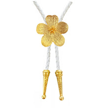 Gold Hibiscus Bolo Tie: White