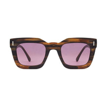 POLLY | Polarized Sunglasses | Striped Brown | Pink Lens