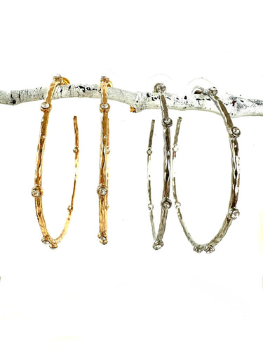 Large studded cz hoops-cvczl-BEST SELLER: Gold plated