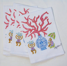 Limited Edition Watercolor Coral Monkeys  Flour Sack Towel