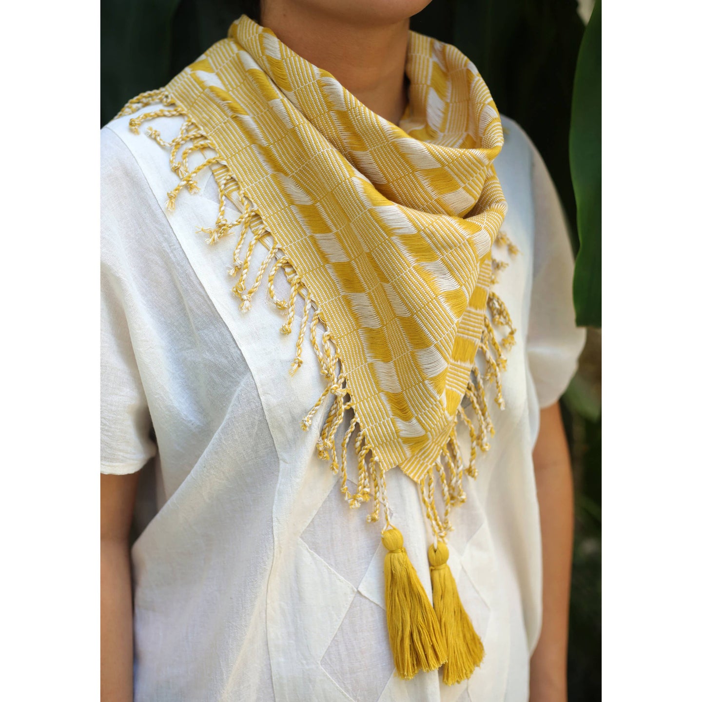 Hand Woven Scarf Cotton Textile - Sand Dune