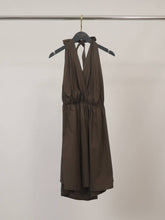 Short elasticated backless dress TDM60026: Brown
