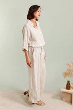 WIDE STRIPED PANTS : Beige / One size