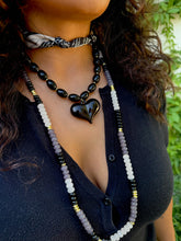 Roxie Black Beaded Necklace with Heart Charm