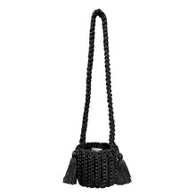 Amalfi Bucket Bag Mini With Tassels: Denim blue / Short strap (4")
