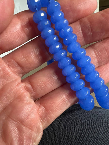 Candice Necklace - faceted and smooth gemstone roundels: Intense Blue
