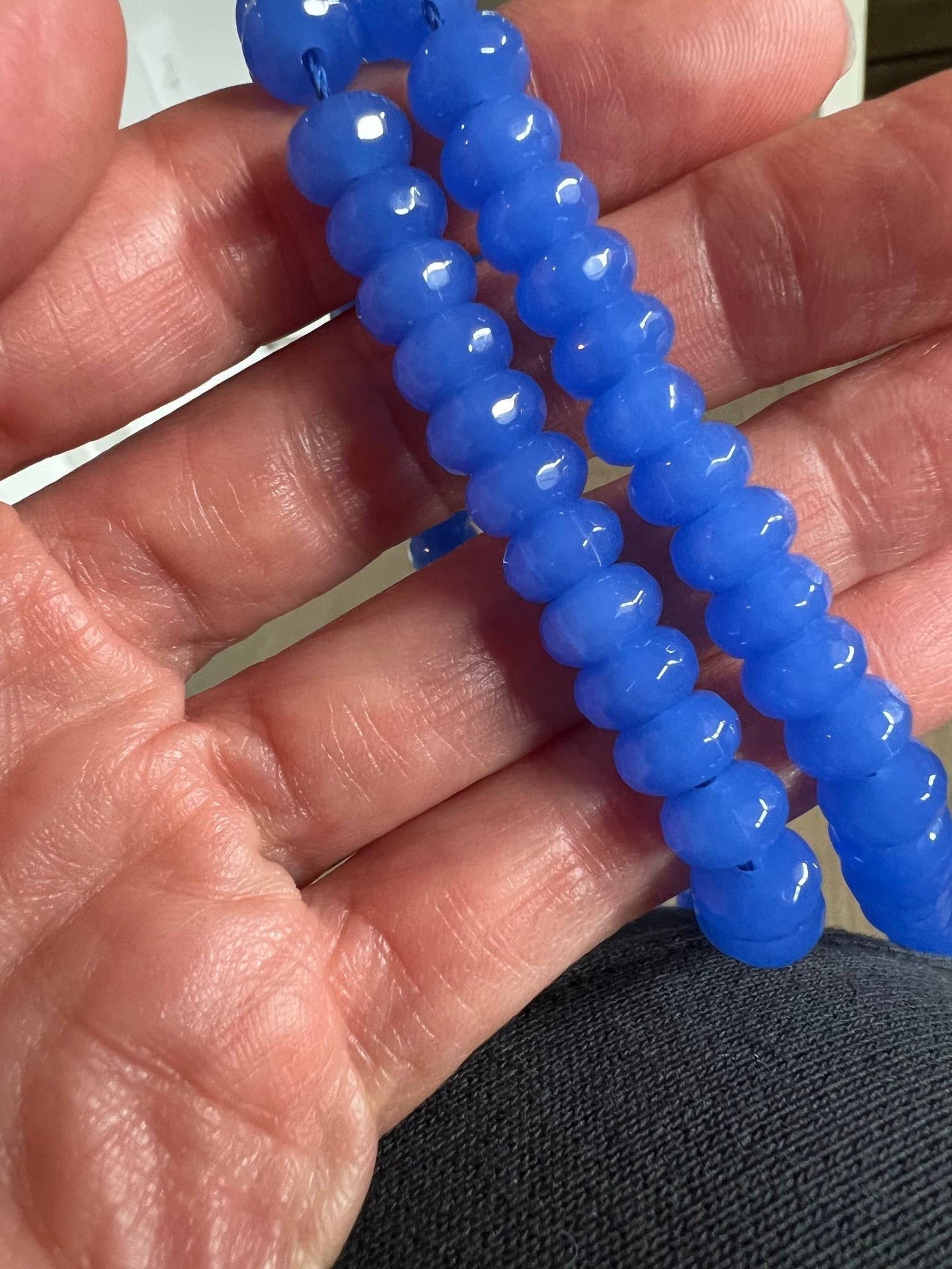 Candice Necklace - faceted and smooth gemstone roundels: Intense Blue