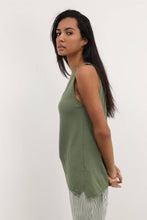 COTTON V-NECK TANK TOP: Dark beige / One size