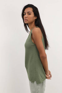 COTTON V-NECK TANK TOP: Beige / One size