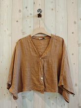 Ref-11870 SHORT LINEN BLOUSE 100%: CAMEL