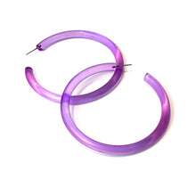 Bangle Lucite Hoop Earrings - 3 Inch: Coral