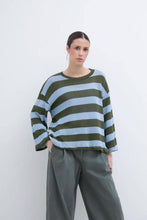 Two-tone Boat Neck Long-Sleeve Knit Sweater: Orange / One Size
