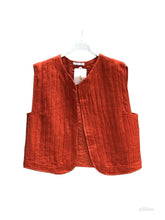 Sleeveless cotton gauze vest: Camel