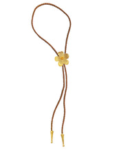Gold Hibiscus Bolo Tie: White